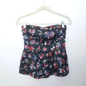 AEO | Strapless Peplum Bustier Top Floral Print